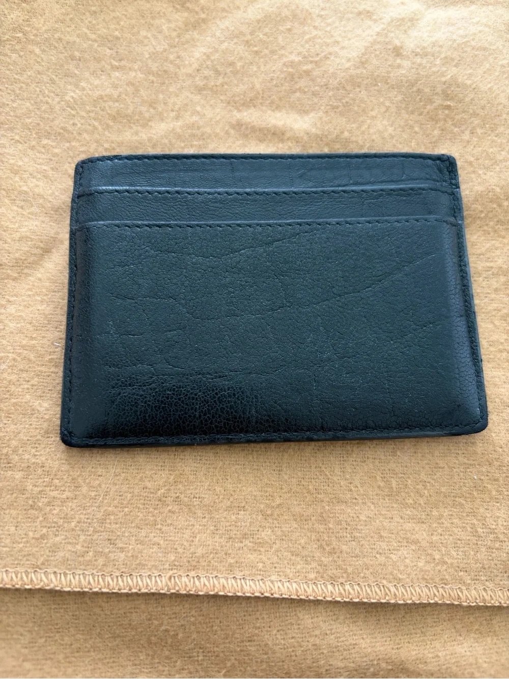 Saint Laurent Black Leather Card Case with Gold YSL Emblem